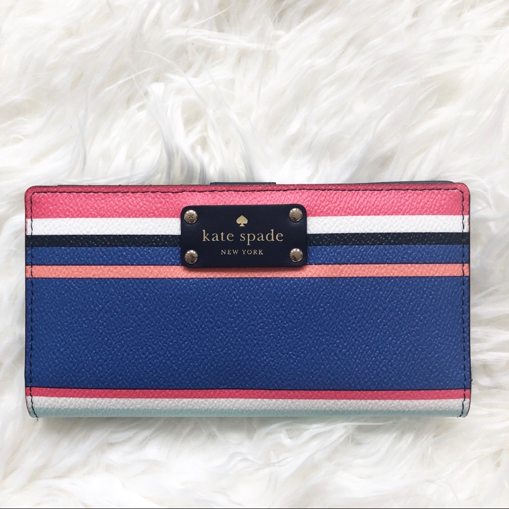 New Kate Spade Multi Color Stripes Wallet